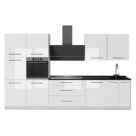 Küchenzeile Fame-Line 340 cm Weiß Hochglanz Art.-Nr. 64639