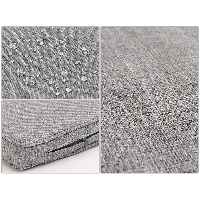 Mendler Loungemöbel-Set HWC-N46 - 4 -tlg., Massivholz, Kissen grau, Grau - Wasserdichte graue Hülle aus Webstoff mit sichtbarer Textur und Reißverschluss.