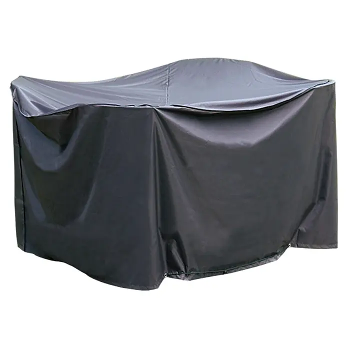 Sunfun Funda protectora para conjunto - Poliéster, 160 g/m², Negro - Funda gris oscuro impermeable para muebles de exterior, cubriendo mesa y sillas para protección.