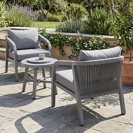 Mendler Aluminium Lounge-Set HWC-P82 Stoff/Textil - hellgrau