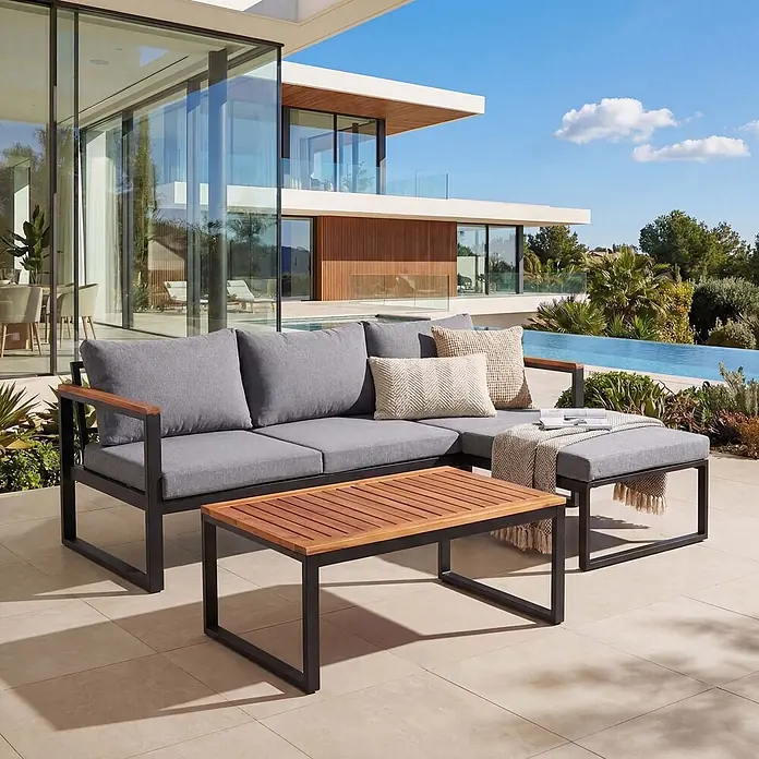 Mendler Garten-Garnitur HWC-L26b Aluminium