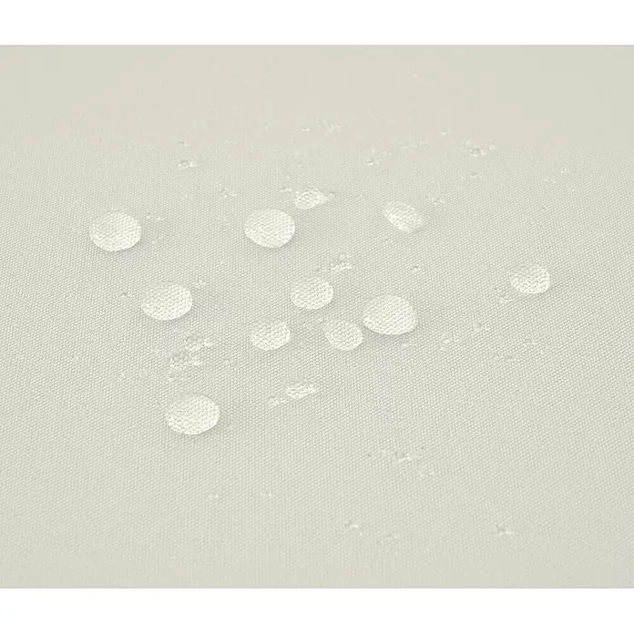 Mendler Loungemöbel-Set HWC-F57 - 3 -tlg., Polyrattan, Schwarz, Kissen creme ohne Deko-Kissen, Schwarz, creme - Wasserabweisender hellbeiger Stoff mit Wassertropfen auf seiner Oberfläche.