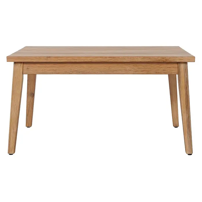 Mendler Loungemöbel-Set HWC-H56 - 4 -tlg., Holz, Dunkelgrau, Dunkelgrau - Hellbrauner Holztisch mit Lamellenplatte und angewinkelten Beinen.