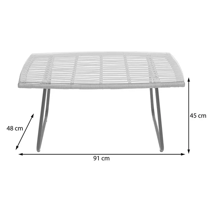 Mendler Loungemöbel-Set HWC-G17 - 4 -tlg., Polyrattan, Anthrazit, Polster anthrazit ohne Dekokissen, Anthrazit, Polster anthrazit - Weißer Couchtisch im Rattan-Stil mit Metallbeinen, 91x48x45 cm (LxBxH).