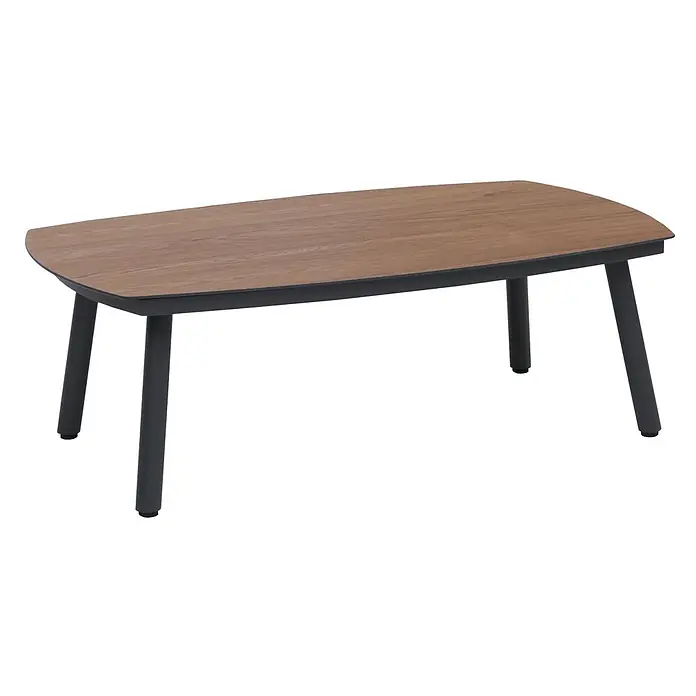 Mendler Loungemöbel-Set HWC-P79 - 4 -tlg., Metall, Hellgrau, Hellgrau - Moderner Couchtisch mit heller Holzoptik-Platte und dunkelgrauen Beinen.