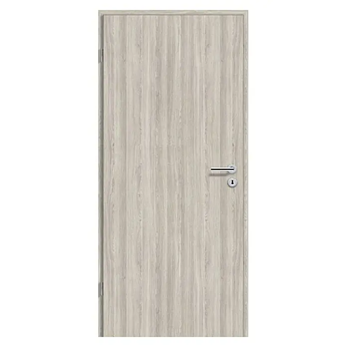 GetaDoor Lamineo Zimmertür GLN 38 - 735 x 1.985 mm, DIN Anschlag: Links, Eiche Silber, Röhrenspan - Graue Holztür mit einem modernen Türgriff und Schloss, ideal für Innenräume, die einen stilvollen Akzent setzen soll.\n
