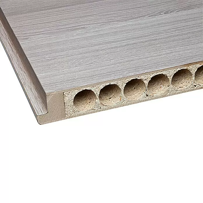 GetaDoor Lamineo Zimmertür GLN 38 - 860 x 1.985 mm, DIN Anschlag: Rechts, Eiche Silber, Röhrenspan - Detailaufnahme