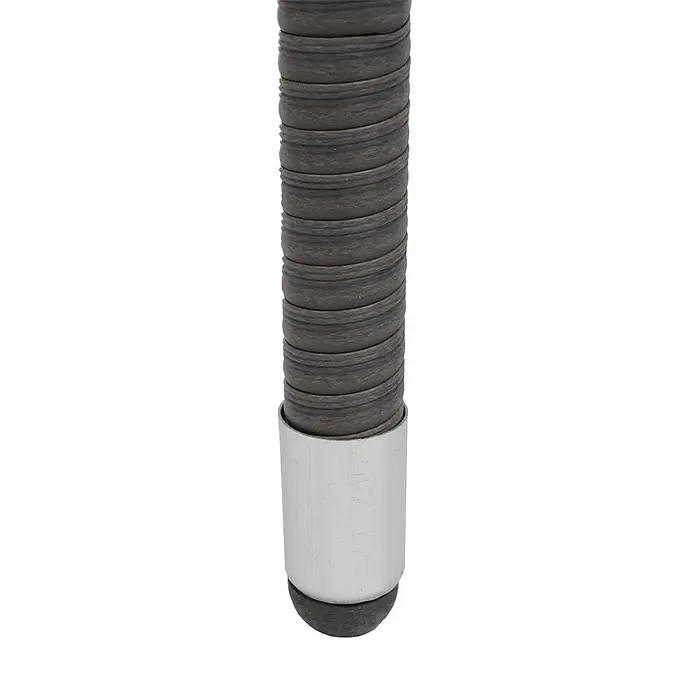 Mendler Loungemöbel-Set HWC-F55 - 4 -tlg., Polyrattan, Grau, Kissen creme, Grau, creme - Dunkelgraues strukturiertes Bein mit silberfarbener Metallkappe und schwarzem Gummifuß.