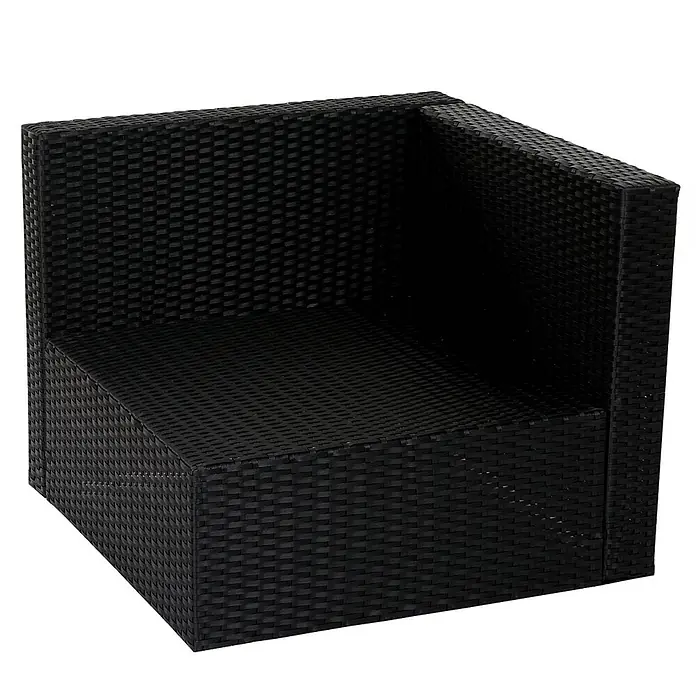 Mendler Poly-Rattan-Garnitur HWC-D24 - anthrazit, Polster dunkelgrau -  - Schwarzes Eckstuhlmodul aus geflochtenem Rattan.