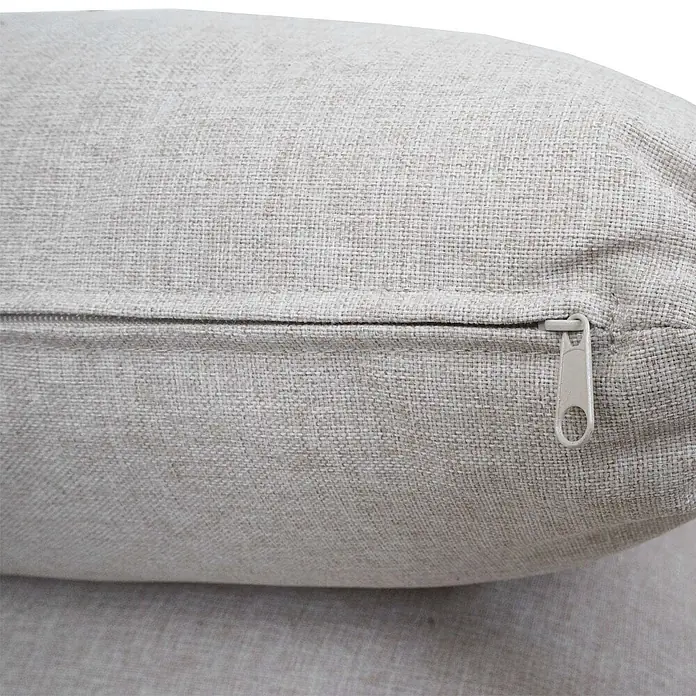 Mendler Alu-Gartengarnitur HWC-O11 2-Sitzer - terrakotta Polster beige -  - Nahaufnahme von hellem beigem, texturiertem Kissenstoff mit Reißverschluss.