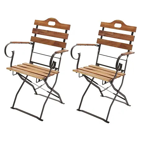 Mendler 2er-Set Biergartenstuhl HWC-J40 Akazie - naturfarben