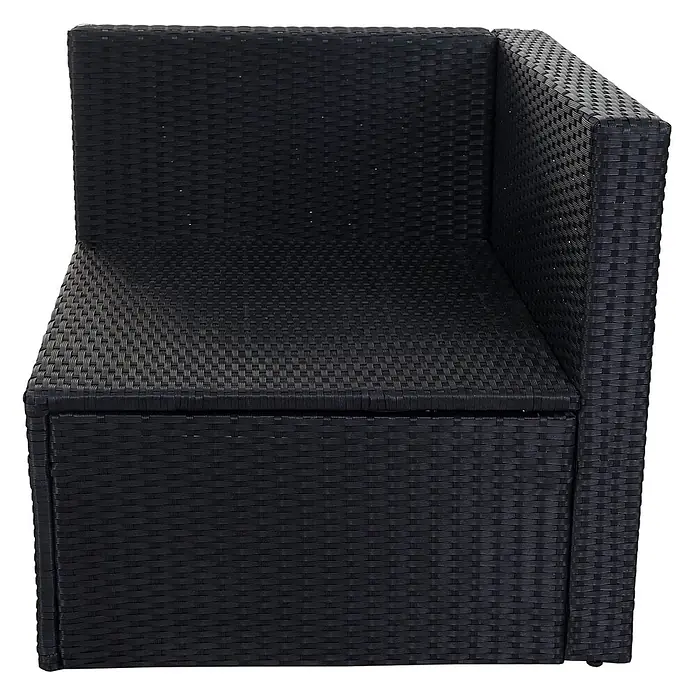 Mendler Loungemöbel-Set HWC-D21 - 7 -tlg., Polyrattan, Anthrazit, Kissen dunkelgrau, Anthrazit, grau - Schwarzes Ecksofa-Teil aus Rattan für den Außenbereich.