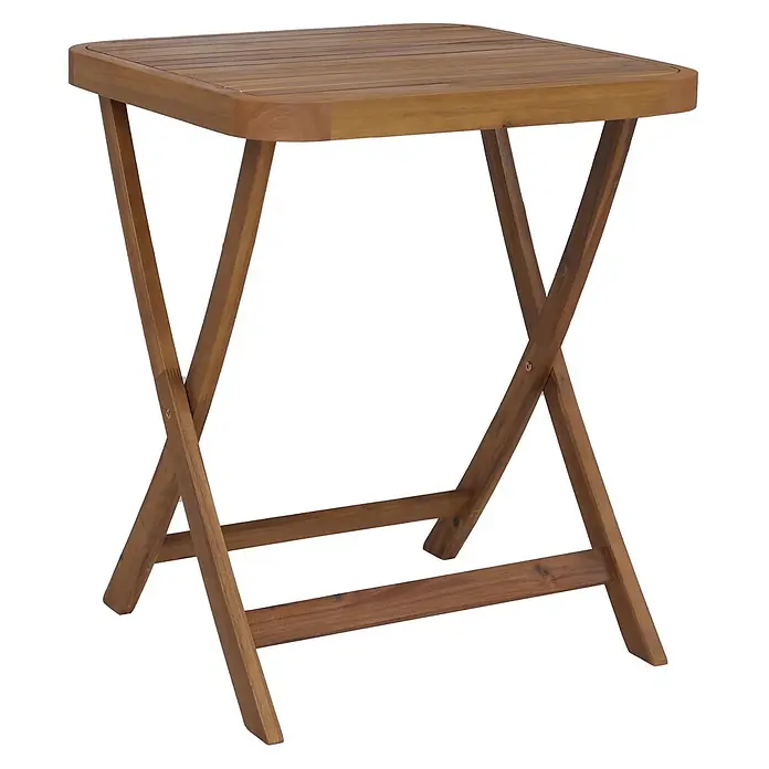 Mendler Garten-Set HWC-P70 Seilgeflecht Akazie Holz klappbar - Natur, Creme -  - Quadratischer brauner Klapptisch aus Holz mit Lattenplatte.