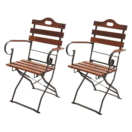 Mendler 2er-Set Biergartenstuhl HWC-J40 Akazie - braun