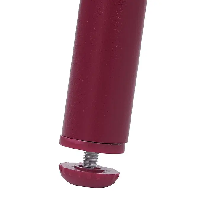 Mendler Gartenstuhl-Set HWC-P89 - 2 Stk., Metall, Bordeaux, B x T x H: 56 x 57 x 71 cm - Rotes Möbelbein mit verstellbarem Nivellierfuß und einer Metallschraube zur Höhenanpassung.