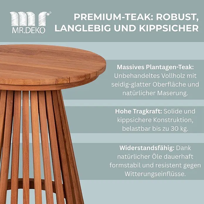 Beistelltisch Bolton Teak -  - Runder Beistelltisch/Hocker aus massivem Teakholz mit glatter Oberfläche und stabiler, kippsicherer Konstruktion.