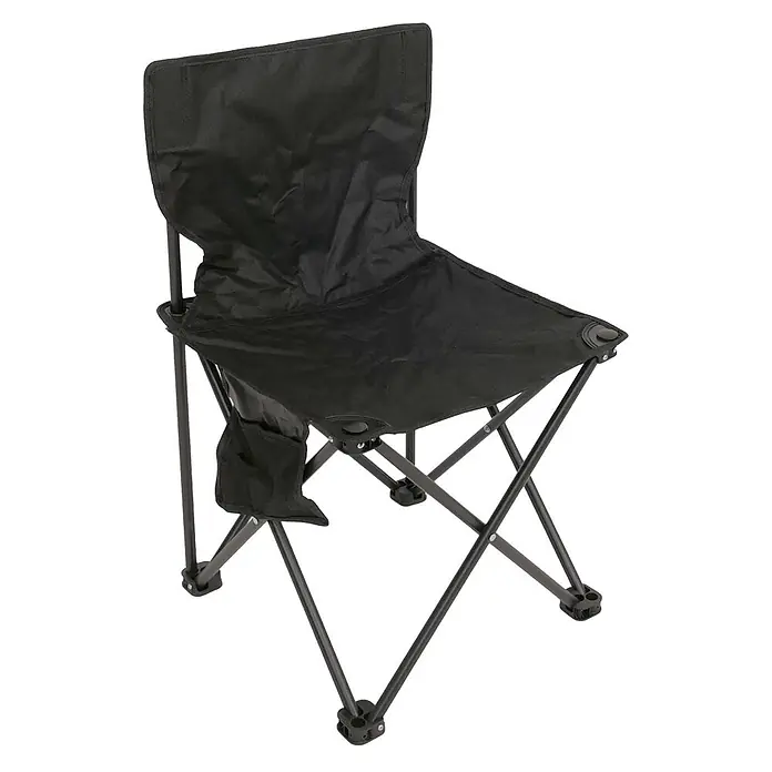 Mendler Campingset HWC-N50 Metall - schwarz -  - Schwarzer faltbarer Campingstuhl mit Stoffbezug und Metallrahmen, inklusive einer kleinen Seitentasche.