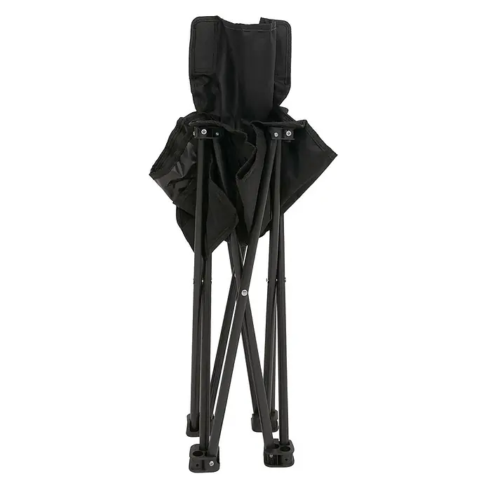 Mendler Campingset HWC-N50 Metall - schwarz -  - Schwarzer Klapphocker mit Metallrahmen und Stoffsitz, in kompakter, zusammengeklappter Position dargestellt.