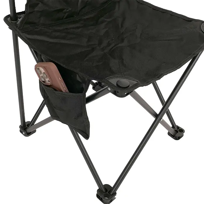 Mendler Campingset HWC-N50 Metall - schwarz -  - Schwarzer klappbarer Campinghocker mit Stoffbezug und Metallrahmen, mit einer Seitentasche für ein Smartphone.