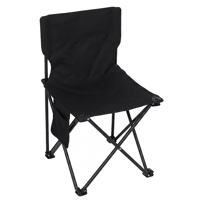 Mendler Gartenmöbel-Set HWC-Q39 - 3 -tlg., Textil, Schwarz, Schwarz - Schwarzer Klappstuhl aus Stoff mit robustem Metallrahmen und einer Seitentasche.
