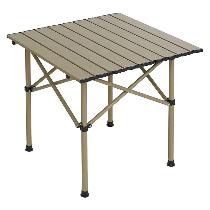Mendler Campingset HWC-Q39 Tisch, 2x Stuhl, Metall Stoff - creme -  - Beigefarbener, tragbarer Klapptisch mit Lattenplatte und Metallgestell, ideal für den Außenbereich.