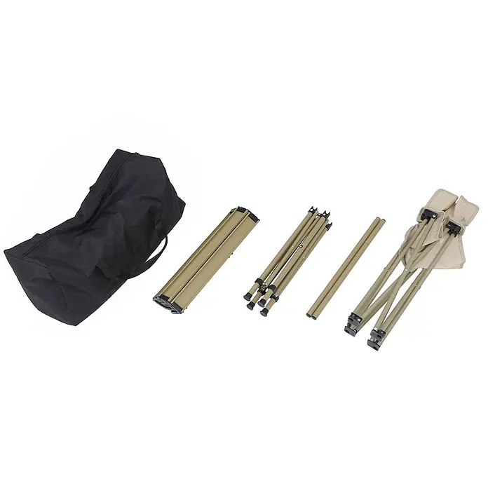 Mendler Campingset HWC-Q39 Tisch, 2x Stuhl, Metall Stoff - creme -  - Zerlegtes tragbares Camping-Tisch- und Stuhlset in Beige/Braun, mit schwarzer Tragetasche.