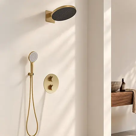 LOMAZOO Unterputz-Duschset Aurora Regendusche 30 cm Thermostat Gold