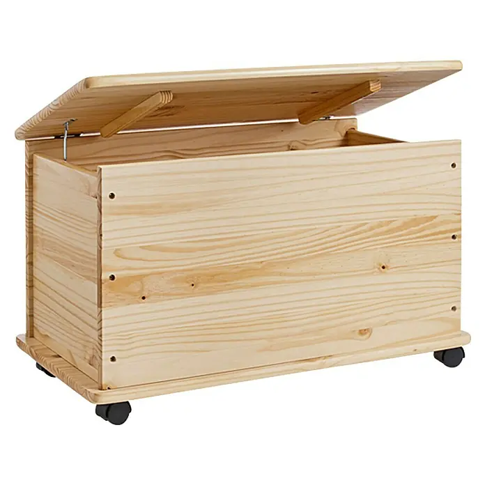 Zeller Present Holzkiste - Holz, Mit Deckel - Offene Holzkiste mit Rollen, ideal zur Aufbewahrung von Spielzeug. Natürliches Holzdesign für Kinderzimmer.