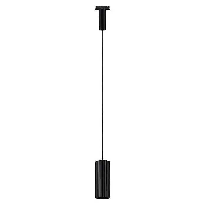 Paulmann Pendelleuchte Urail Pendel Lirena - Ø x L: 6 x 126 cm, GU10, Schwarz - Schwarze Pendelleuchte mit langem Stiel und geripptem zylindrischem Schirm zur Deckenmontage.