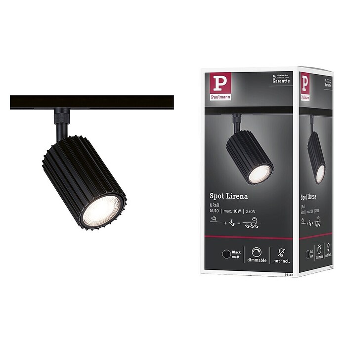 Paulmann Wand- & Deckenspot Urail Spot Lirena (Ø x H: 6 cm x 17 mm, GU10, Schwarz) | BAUHAUS