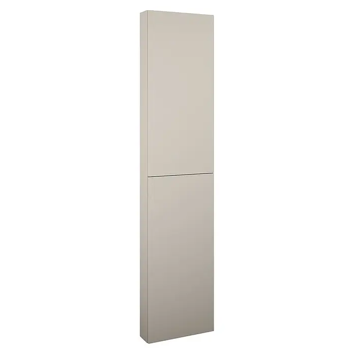 Riva Compact Bad-Hochschrank Compact/Moon/Lynn - B x T x H: 40 mm x 12,6 cm x 180 cm, Fume Matt - Hoher, schmaler hellbeiger Schrank mit zwei Fächern.