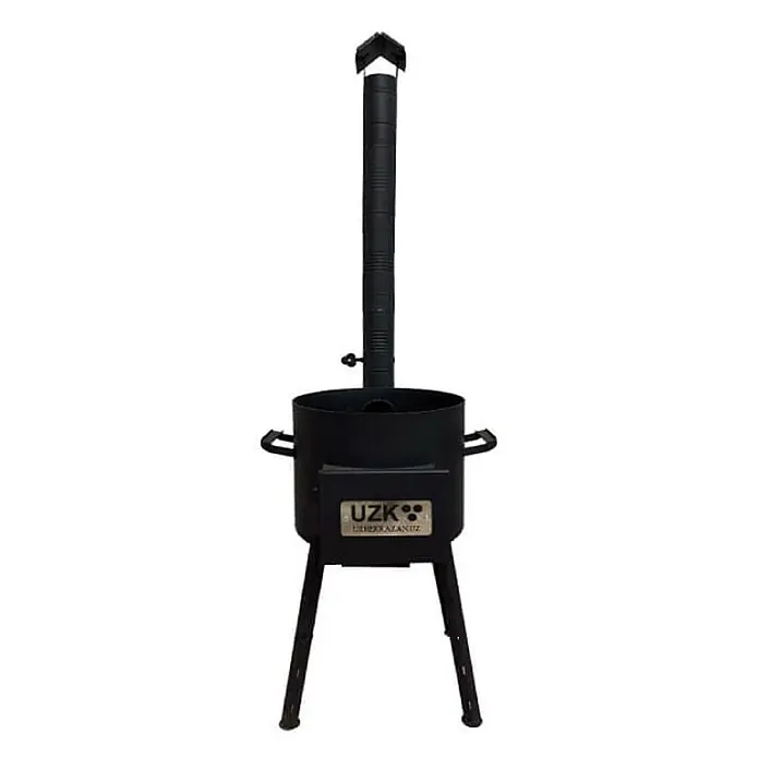 Garten Dream Holzkohlegrill - Grillfläche (B x T): 40 x 40 cm, Durchmesser Grillfläche: 40 cm, Anthrazit - Schwarzer Metall-Outdoor-Ofen mit hohem Schornstein und Griffen, geeignet für die Zubereitung in einem Kasan.