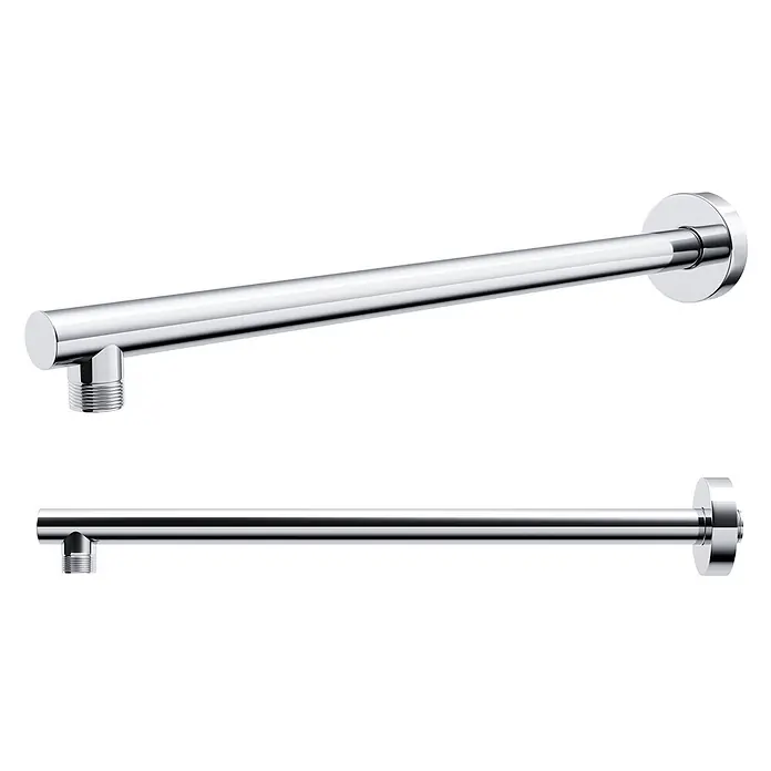 Komplettes Duschsystem Thermostatisch LUGO Unterputz Armatur Wasserhahn mit Kopfbrause in Chrom -  - Zwei polierte Chrom-Duscharme zur Wandmontage, zylindrisch, mit Gewindeanschluss für einen Duschkopf.