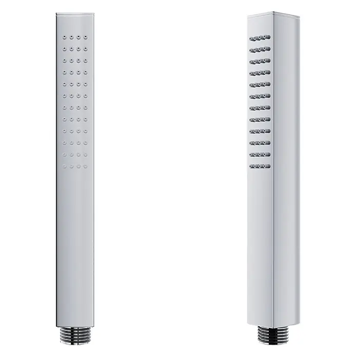 Bad Land UP-Brausethermostat ANGO Duschsystem Set thermostatisch UP mit Kopfbrause Chrom - Eckig, Chrom, Matt - Zwei rechteckige Duschköpfe aus Chrom mit mehreren Düsen.