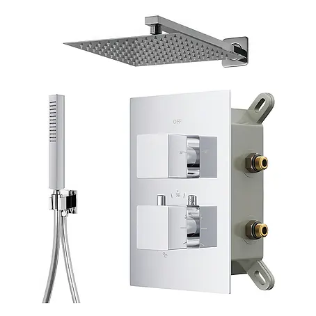 Bad Land  UP-Brausethermostat ANGO Duschsystem Set thermostatisch UP mit Kopfbrause Chrom