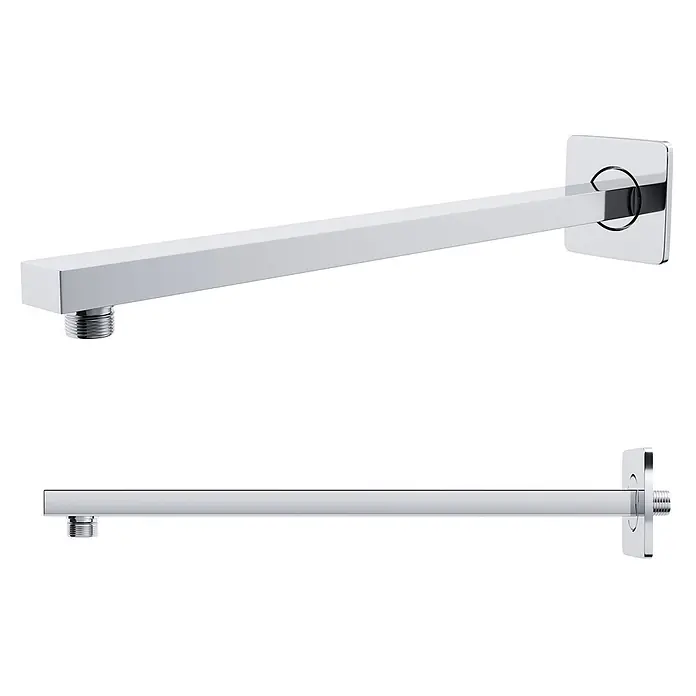 Komplettes Duschsystem Thermostatisch ANGO Unterputz Armatur Wasserhahn mit Kopfbrause in Chrom -  - Verchromter quadratischer Brausearm mit Wandplatte und Gewindeanschlüssen.