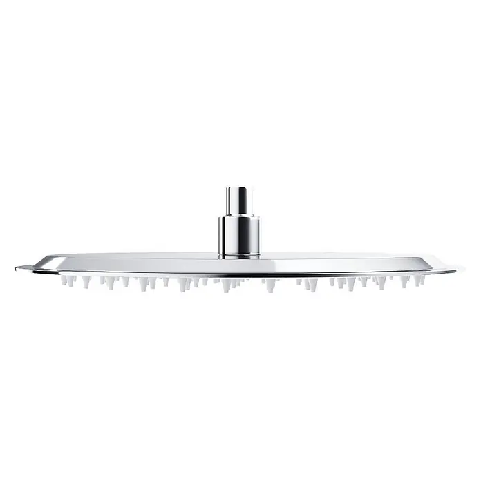 Komplettes Duschsystem Thermostatisch LUGO Unterputz Armatur Wasserhahn mit Kopfbrause in Chrom -  - Runder Chrom-Duschkopf mit weißen Gummidüsen.