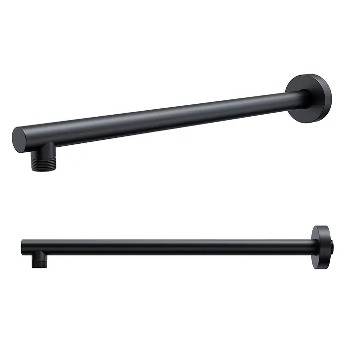 Bad Land UP-Brausethermostat LUGO Duschsystem Set thermostatisch UP mit Kopfbrause Schwarz - Eckig, Schwarz, Matt - Mattschwarzer, wandmontierter Duscharm mit geradem Design und Gewindeanschluss.