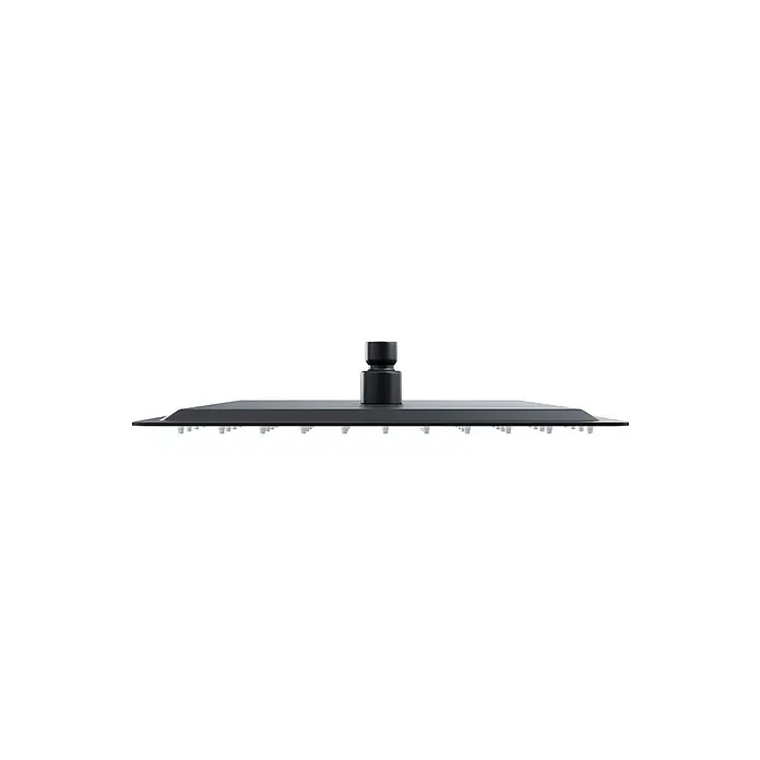Komplettes Duschsystem Thermostatisch ADOUR Unterputz Armatur Wasserhahn mit Kopfbrause in Schwarz -  - Schwarzer, quadratischer Regenduschkopf mit Anschluss und sichtbaren Düsen.