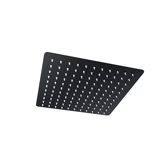 Bad Land UP-Brausethermostat ADOUR Duschsystem Set thermostatisch UP mit Kopfbrause Schwarz - Eckig, Schwarz, Matt - Quadratischer, mattschwarzer Duschkopf mit zahlreichen weißen Silikondüsen.