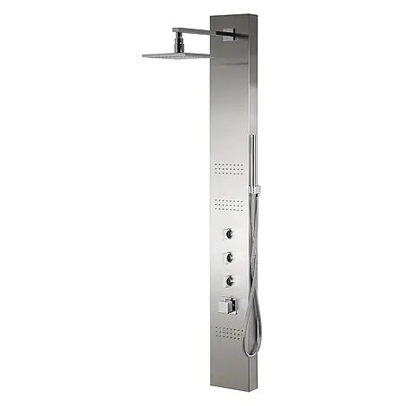 Bad Land  UP-Brausethermostat NEO Duschpaneel thermostatisch mit Kopfbrause Massage Wasserfall Stahl