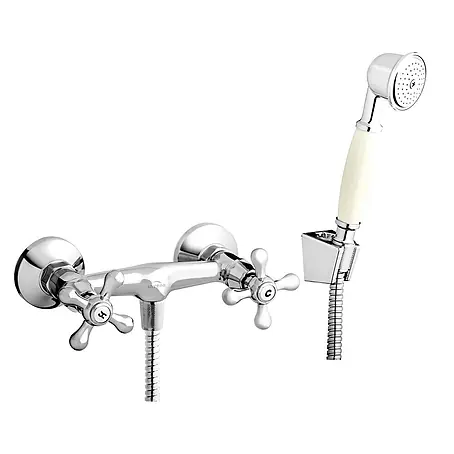 Komplette Set Brausearmatur Wasserhahn ROMA Brausebatterie für Badezimmer in Silber