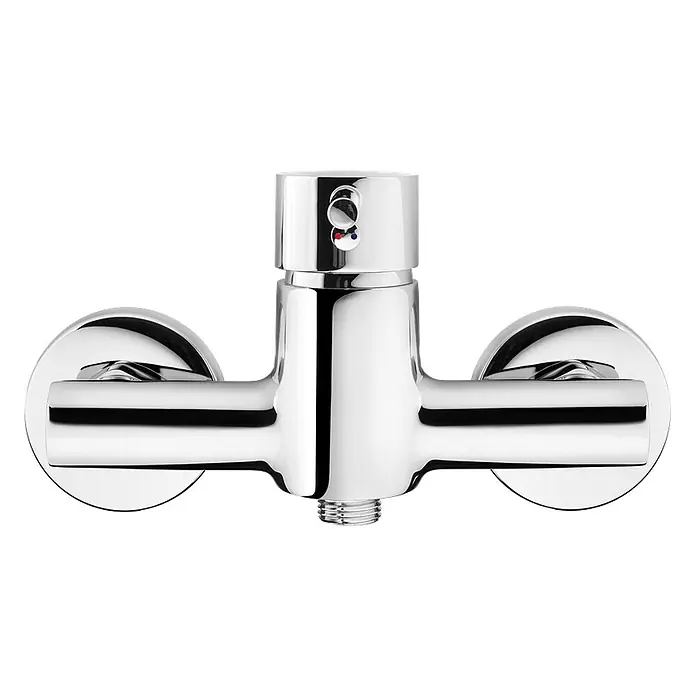 Brausearmatur Wasserhahn DAFNI Brausebatterie für Badezimmer in Silber -  - Verchromte Brausearmatur mit zentraler Temperatur- und Durchflussregelung, plus Gewindeanschluss.