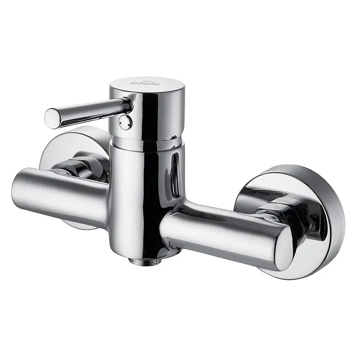 Brausearmatur Wasserhahn DAFNI Brausebatterie für Badezimmer in Silber -  - Verchromte Einhebel-Duscharmatur mit Umstellknopf zur Wandmontage.
