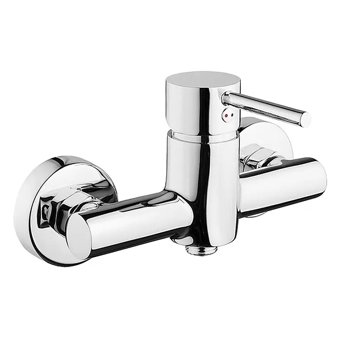 Brausearmatur Wasserhahn DAFNI Brausebatterie für Badezimmer in Silber -  - Wandmontierte Chrom-Mischbatterie mit Einhebelgriff.