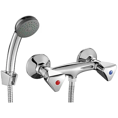 Komplette Set Brausearmatur Wasserhahn NORM Brausebatterie für Badezimmer in Chrom
