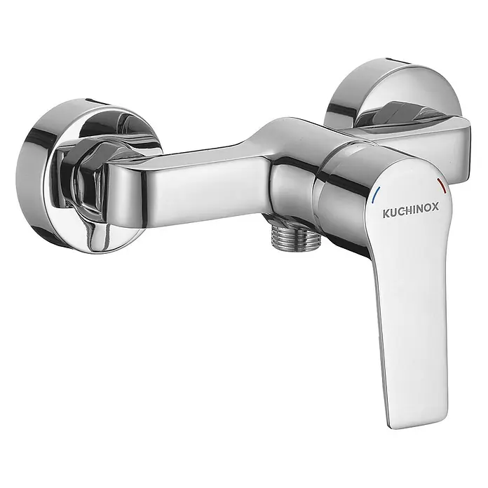 Brausearmatur Wasserhahn BORGO Brausebatterie für Badezimmer in Chrom -  - Verchromte Duscharmatur zur Wandmontage mit Einhebelmischer und Heiß-/Kaltanzeigen.