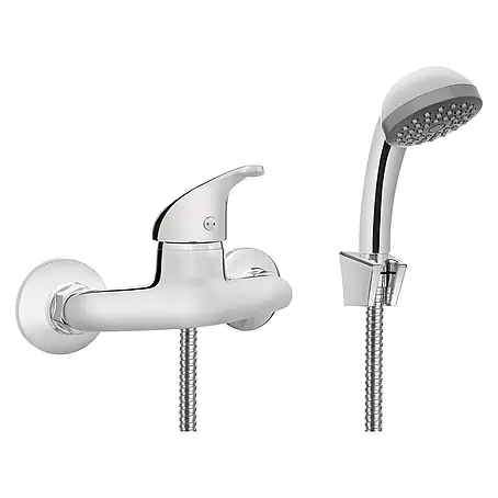 Komplette Set Brausearmatur Wasserhahn PEREA Brausebatterie für Küche in Silber