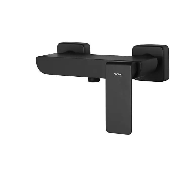 Bad Land UP-Brausearmatur TRINO Brausearmatur Schwarz - Schwarz, Matt - Mattschwarze Wand-Duscharmatur mit Einhebelmischer und abgerundeten quadratischen Rosetten.