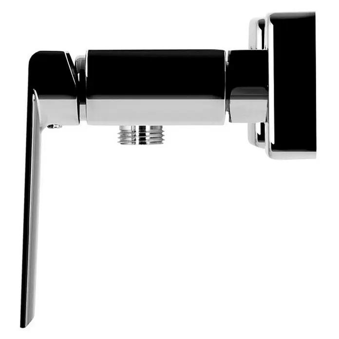 Brausearmatur Wasserhahn TRINO Brausebatterie für Badezimmer in Chrom -  - Verchromte Duscharmatur mit quadratischer Wandplatte und Hebelgriff, mit Gewindeanschluss für Schlauch.
